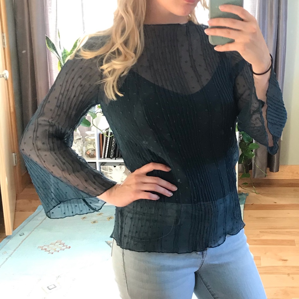 NWT Sheer Teal Blouse